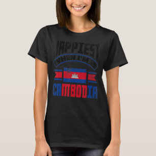 Camiseta Camboja: Bandeira do Camboja É Mais Feliz Quando E