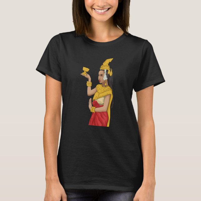 Camiseta Camboja Khmer Tradicional Dança Apsara (Frente)