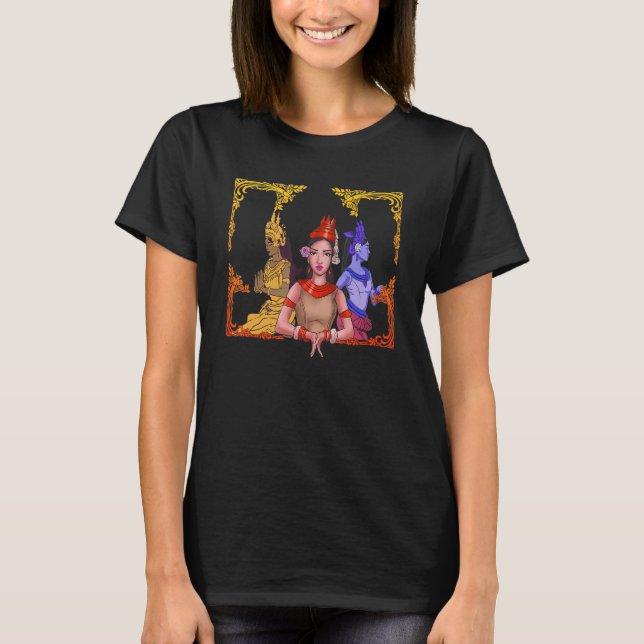 Camiseta Camboja Khmer Tradicional Dança Apsara (Frente)