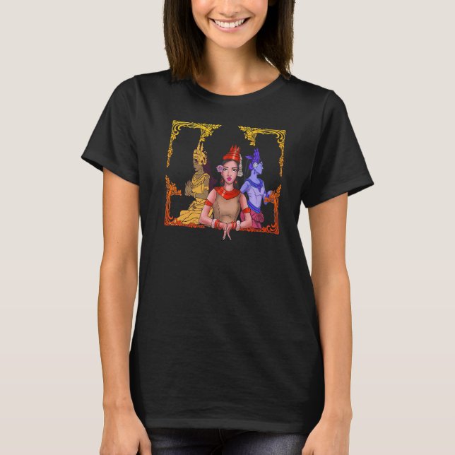 Camiseta Camboja Khmer Tradicional Dança Apsara (Frente)