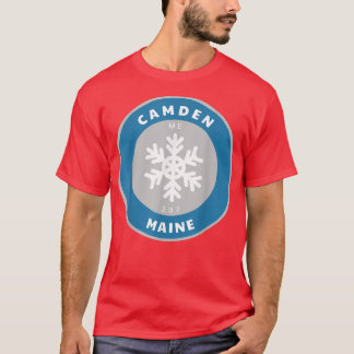 Camiseta Camden Maine ME Winter Snowflake Crachá Souven
