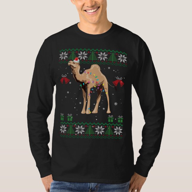Camiseta Camel Christmas Sweater Trees Lights Ornament Veio (Frente)
