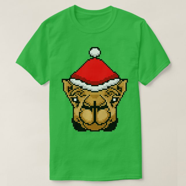 Camiseta Camel Pixelelou Natal Engraçado Camel Xmas Premiu (Frente do Design)
