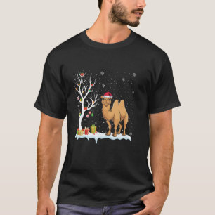 Camiseta Camel Santa Hat Árvore Festiva Luz Natal Pajam