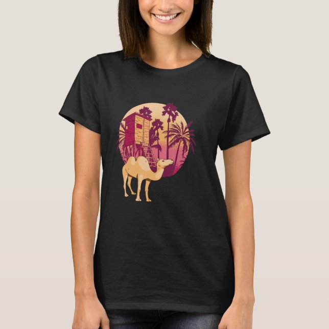 Camiseta Camel Tree Palm Nipa Hut Arabian Camel Animal (Frente)