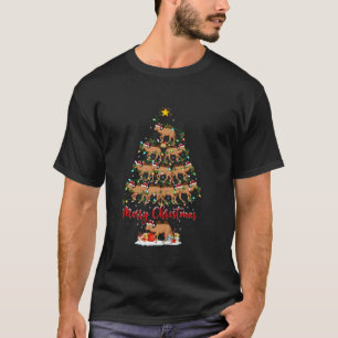 Camiseta Camelo Bactrian Xmas Papais noeis de iluminação Ca