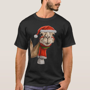 Camiseta Camelo de Cute Adorável Vestindo o Papai Noel no N