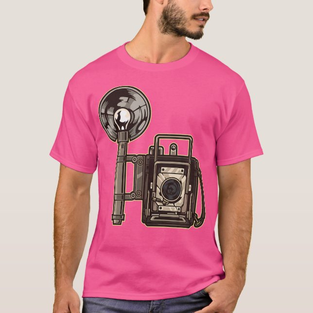 Camiseta Câmera Analógica Retro com Flash - Fotografia (Frente)