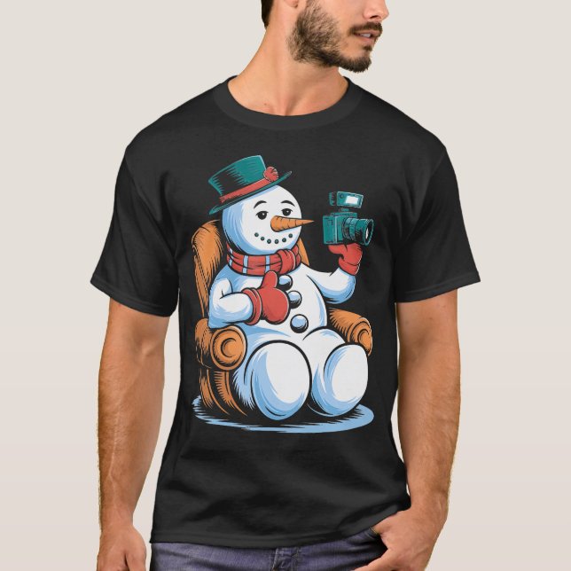 Camiseta Câmera Cadeira Aconchegante Boneco de Neve Vibraçõ (Frente)
