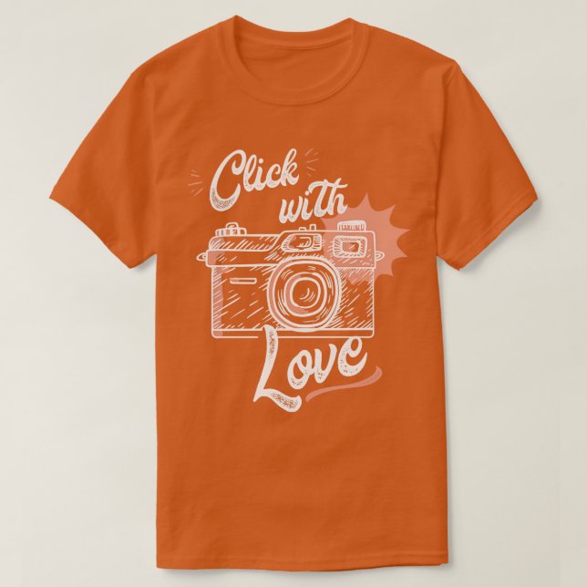 Camiseta Câmera com amor para fotógrafos (Frente do Design)