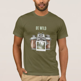 Camiseta Câmera de Foto Árvores Aventura Selvagem