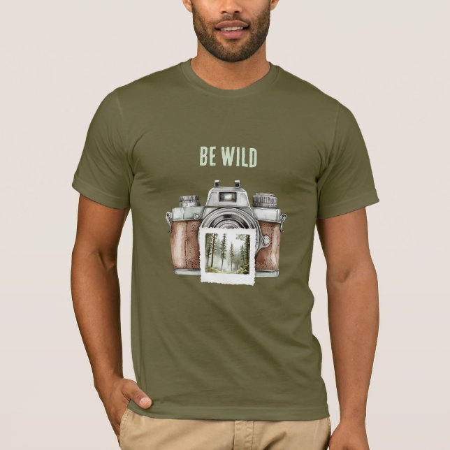 Camiseta Câmera de Foto Árvores Aventura Selvagem (Frente)