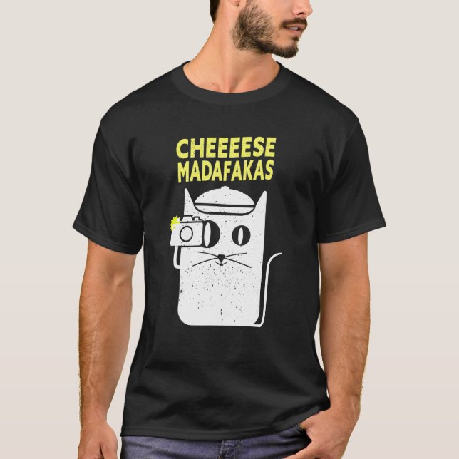 Camiseta Câmera de Fotografia de Gato Engraçado (Frente)
