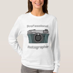 Camiseta Câmera de Fotógrafo Profissional Vintage Retro