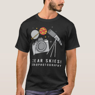 Camiseta Câmera de Telescópio de Céus Limpos Fotografia Ast