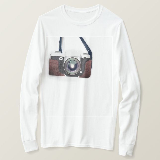 Camiseta Câmera estilo retrô vintage (Frente do Design)