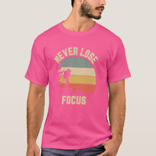 Camiseta Câmera Física Engraçada Nunca Foco no Perder Fotog