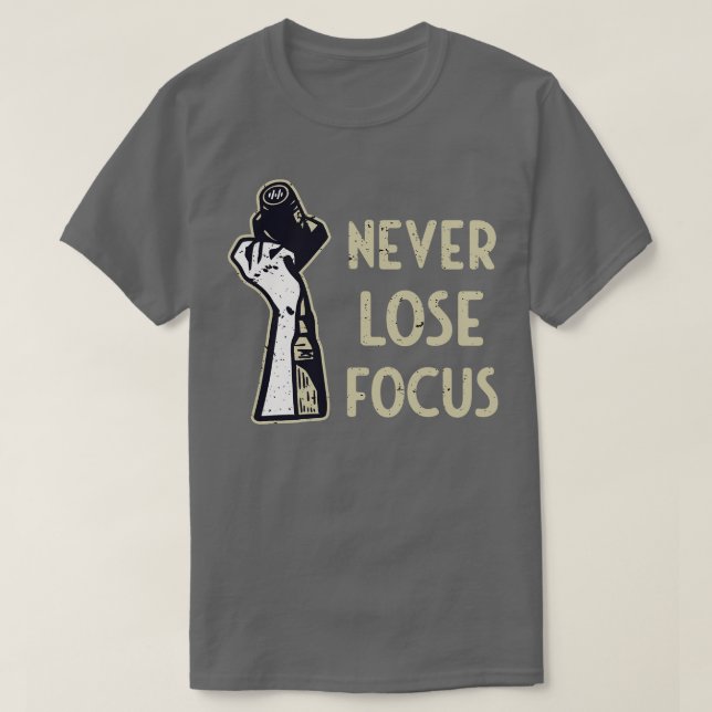 Camiseta Camera Focus Engraçado Dizendo Fotografia (Frente do Design)