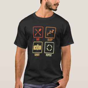 Camiseta Câmera Fotográfica de Routine Diária Mens