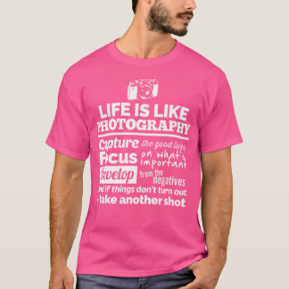 Camiseta Câmera Fotógrafo Citação A Vida É Como Fotografia