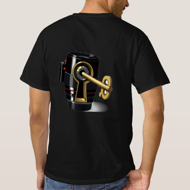 Camiseta Câmera Lente da Câmera - Chave do Fotógrafo Criati (Verso)