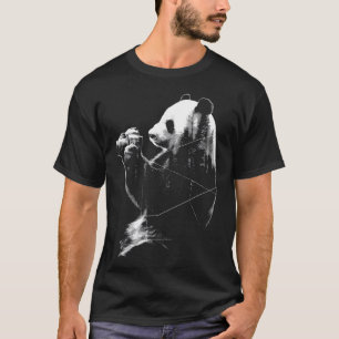 Camiseta Câmera Panda Floresta Gráfico Desenho Amante de An