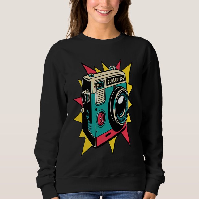 Camiseta Câmera Retro Fotógrafa Mãe Estilo Pop (Frente)