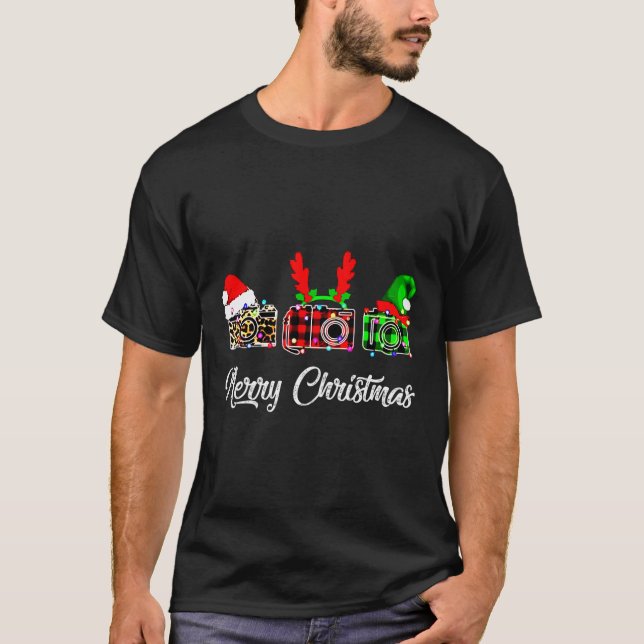 Camiseta Câmeras Feliz Natal Engraçado Foto de Natal (Frente)