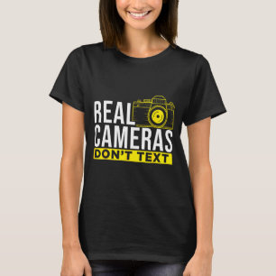 Camiseta Câmeras Reais Não Enviam Mensagens de Texto Fotogr