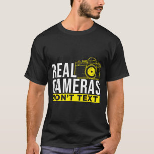 Camiseta Câmeras Reais Não Enviam Mensagens de Texto Fotogr