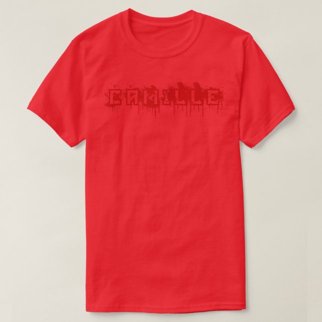 Camiseta Camille First Name Halloween Figurume Personalizad (Frente do Design)