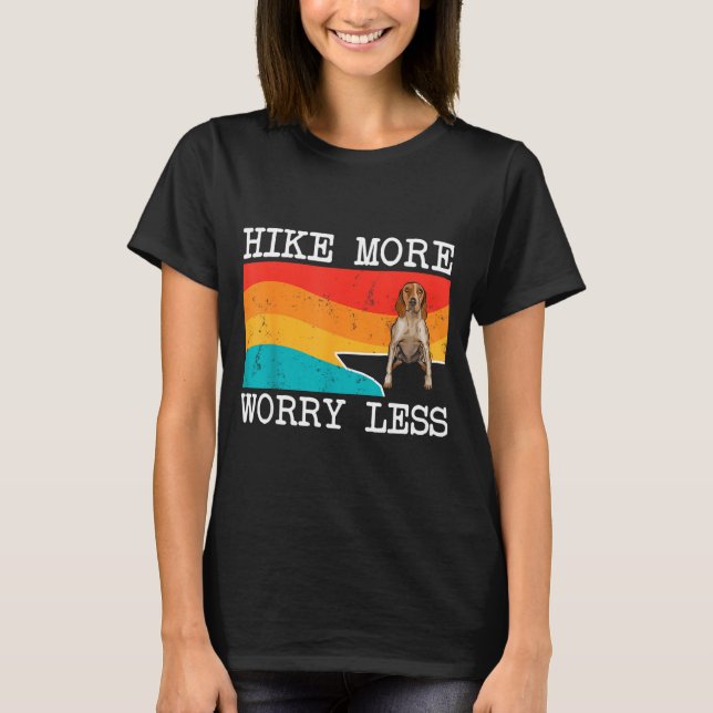 Camiseta Camine mais, preocupe menos coonhound inglês ameri (Frente)