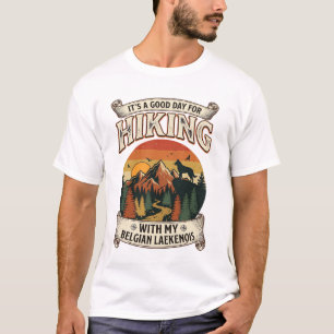 Camiseta Caminhada Cão Laekenois Belga Montanha Pôr do sol