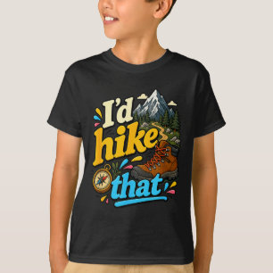 Camiseta Caminhada com aquela mochila engraçada de camping