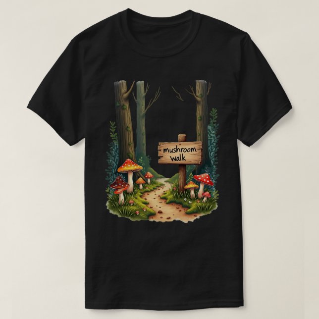 Camiseta Caminhada de Cogumelos (Frente do Design)