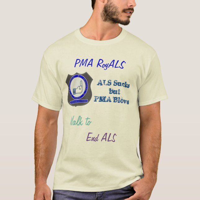 Camiseta Caminhada dos RoyALS de PMA para terminar o ALS (Frente)