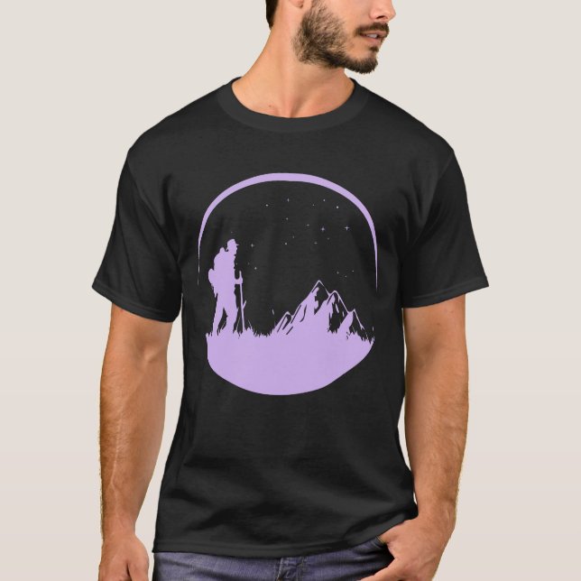 Camiseta Caminhada Noturna Estrelas Montanhas (Frente)