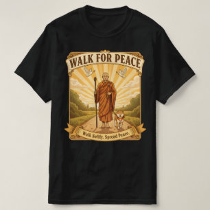 Camiseta Caminhada pela Paz: Monge e Cachorro