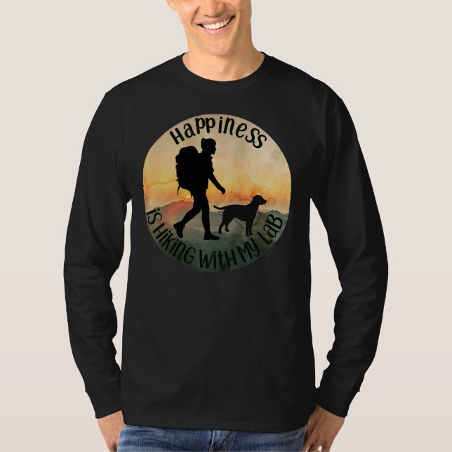 Camiseta Caminhando Com Labrador Retriever Para Mulheres E  (Frente)