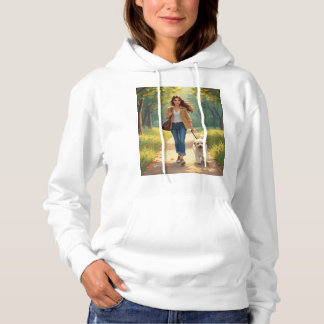 Camiseta caminhando com o cachorro no parque