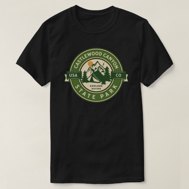 Camiseta Caminhando pela Adventure Castlewood Canyon State  (Frente do Design)