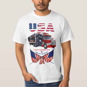 Camiseta Caminhão Americano - Caminhoneiro Patriótico Perso