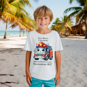 Camiseta Caminhão animado de bombeiros animados em um dia b