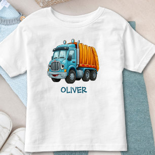 Camiseta Caminhão Basculante Azul e Amarelo Divertido