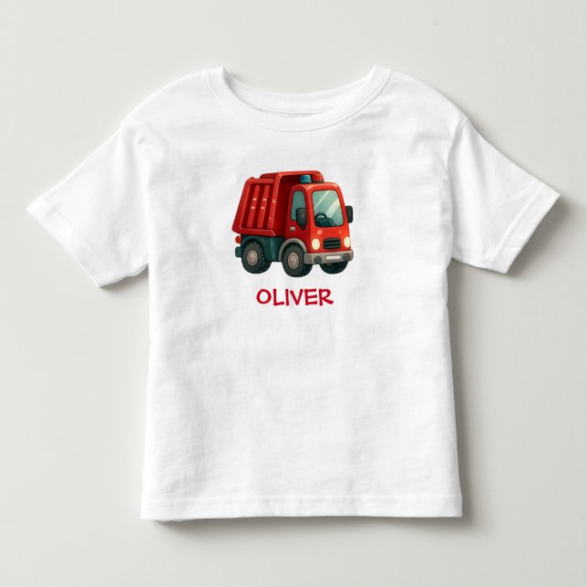 Camiseta Caminhão Basculante Vermelho Fofo (Frente)