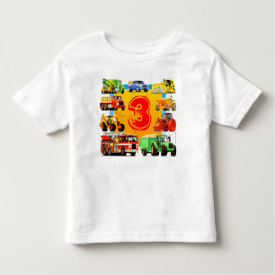 Camiseta Caminhão da construção do aniversário de 3 anos do