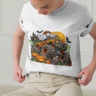 Camiseta Caminhão de Abóbora Fantasma Assustador