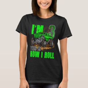 Camiseta Caminhão de aniversário de 3 anos Monstro para Men