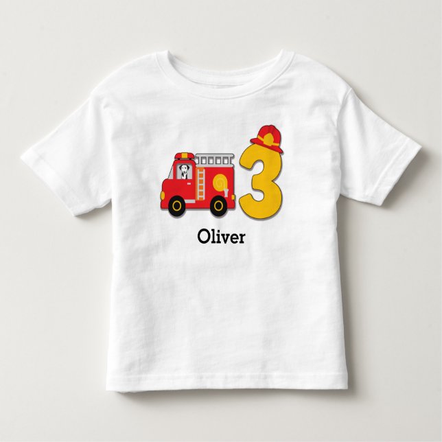 Camiseta Caminhão de aniversário de 3 anos personalizado (Frente)