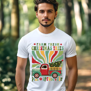 Camiseta Caminhão de Árvores Frescas da Fazenda de Natal Bo